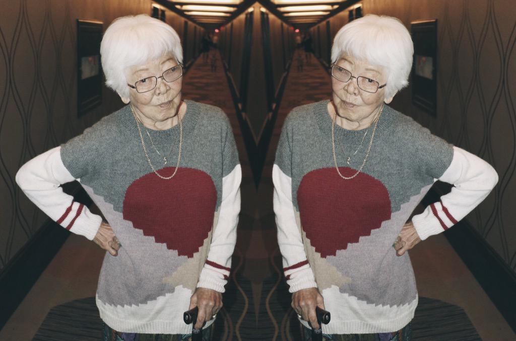 solosixclothing's tweet photo. Watch out #irisapfel Gramma Helen's in town. 
#seniorstyle #sustainablefashion #sweaterweather #solosix http://t.co/WnHlGyP9gj