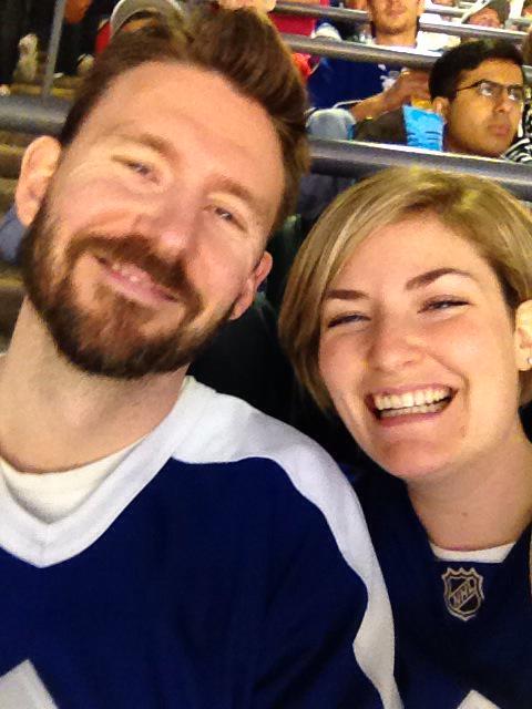 2 yrs to the day tht he proposed &amp; took me to my 1st #leafs game! Now it's our 1st game married! #ShareaCokeCanada