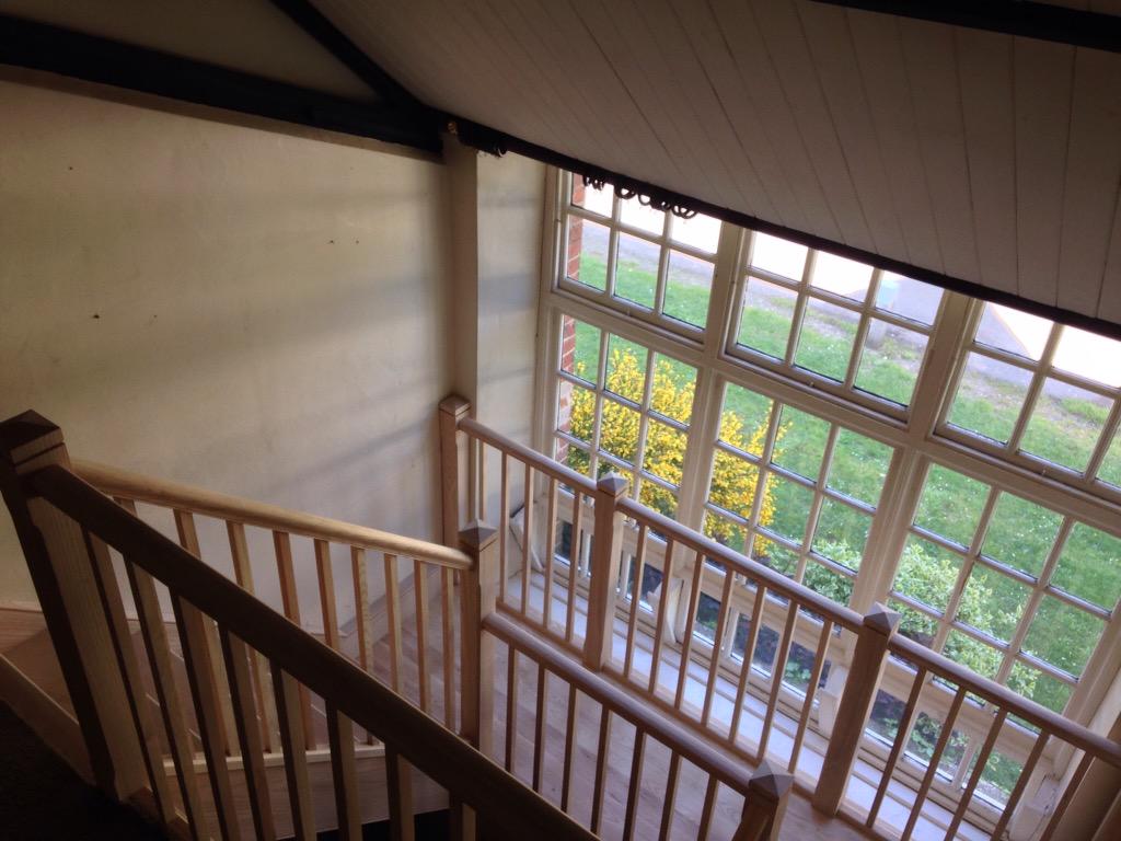 Ash staircase in a renovated school.