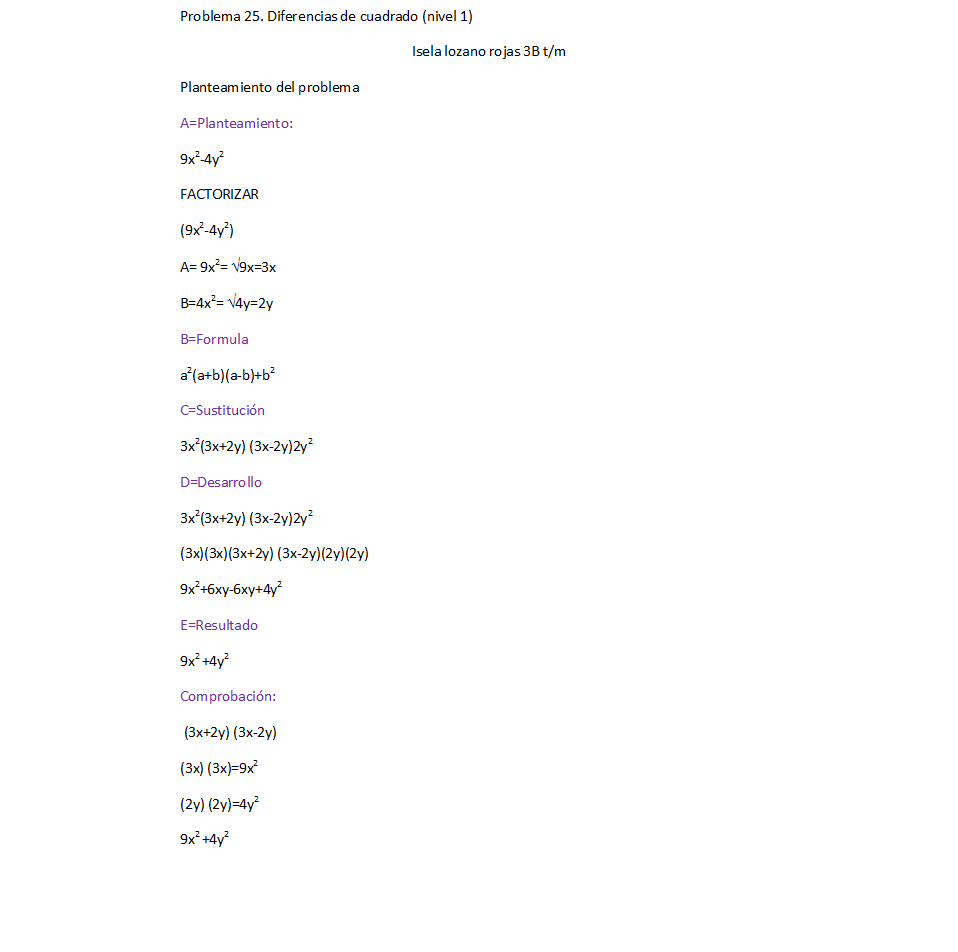 isarojis's tweet photo. @fcogildo #Problemario3B #matematicasycienciauno mi nombre es isela lozano  de 3B t/m N/S 25 diferencias de cuadrados http://t.co/KkRFMPPgNJ
