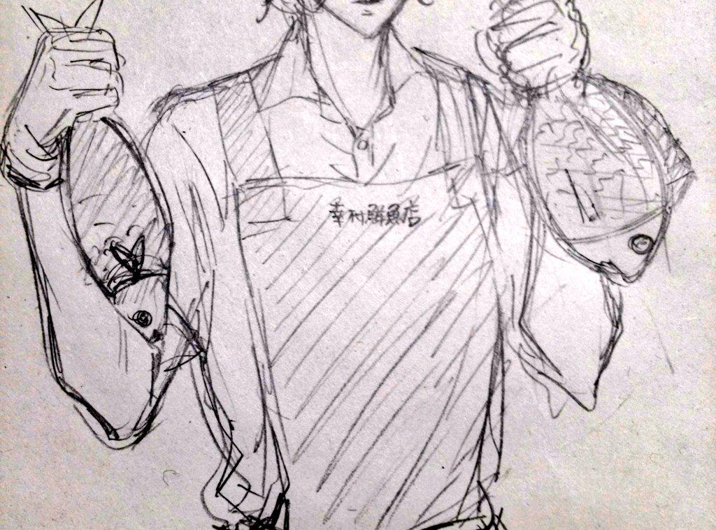 今日も今日と休日出勤で部署に誰もおらんのでデスクで息抜き落書き 