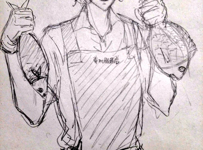今日も今日と休日出勤で部署に誰もおらんのでデスクで息抜き落書き 