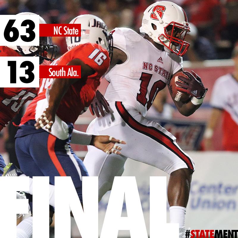FINAL: NC State defeats South Alabama 63-13