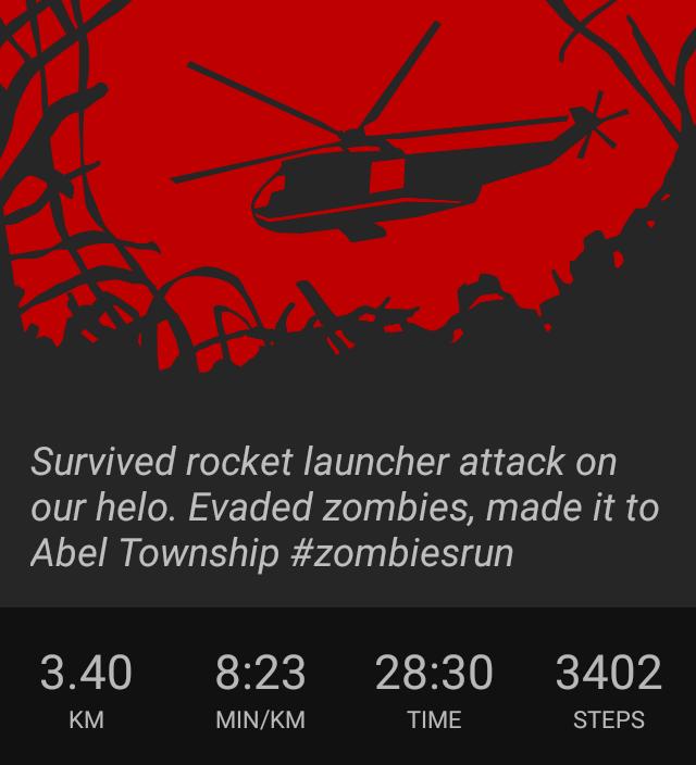 DustinBT's tweet image. Survived rocket launcher attack on our helo. Evaded zombies, made it to Abel Township #zombiesrun