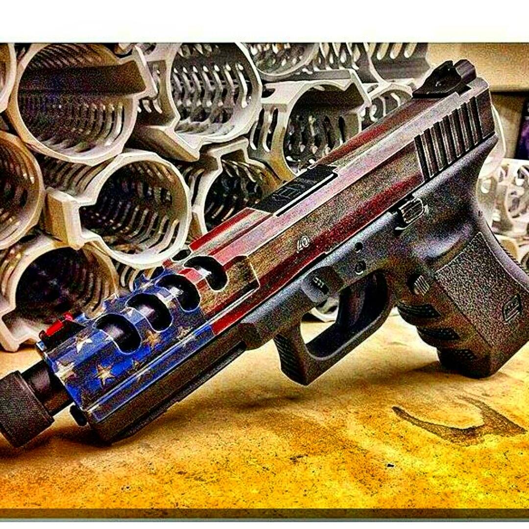 mcmfirearms's tweet photo. Custom slide machining and cerakote done in-house! @GemtechSilencer threaded G22 barrel. http://t.co/ph57uBq3Ql