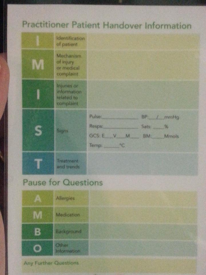 IRCBandon's tweet image. IMIST-AMBO EMT Study Day key learning point. #safehandover #structuredapproach @irishredcross @CivilDefenceIRL
