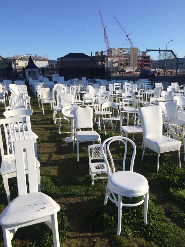 185 chairs in memory of those who died in Christchurch earthquake. Very sombre. Don't waste a moment..