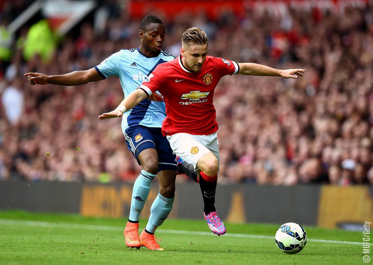 ManUtd's tweet image. .@LukeShaw23 made his #mufc debut one year ago today - we're all wishing him a speedy recovery.
