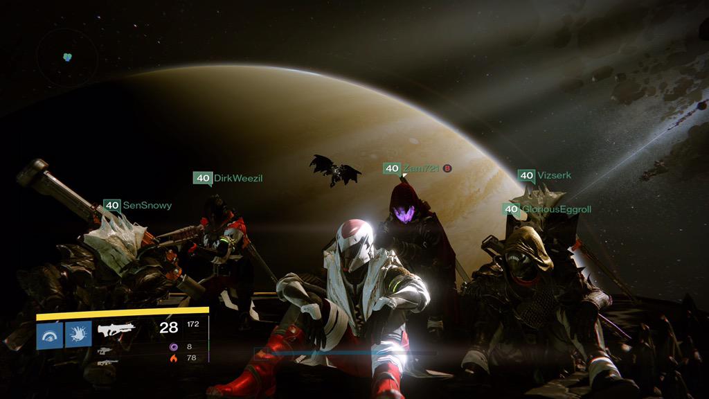 Zam_721's tweet photo. @GameStop watching oryx float into saturns rings for the very first time with my friends #DestinyAtGameStop http://t.co/vhTgF3B40E