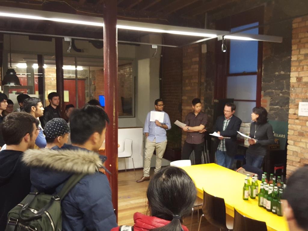 Big thanks to our judges from <a href="/ettitude/">ettitude</a> CIS <a href="/unimelb/">University of Melbourne</a> and <a href="/Crowehowarth/">Crowehowarth</a> for judging #CodeBrew15 @YorkButter