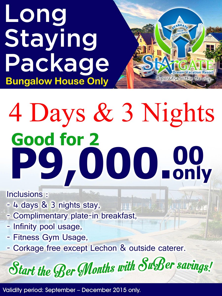 SDVR2015's tweet image. Spend &amp;amp; enjoy your Dream Vacation with us and avail our long staying package with our SuBER Savings BER Months Promo!
