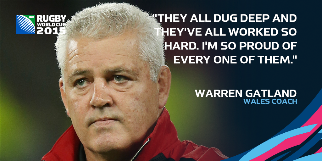 rugbyworldcup's tweet photo. PRIDE #WAL coach Warren Gatland reflects on a stunning victory over hosts #ENG #RWC2015 http://t.co/NjoB29Nomx