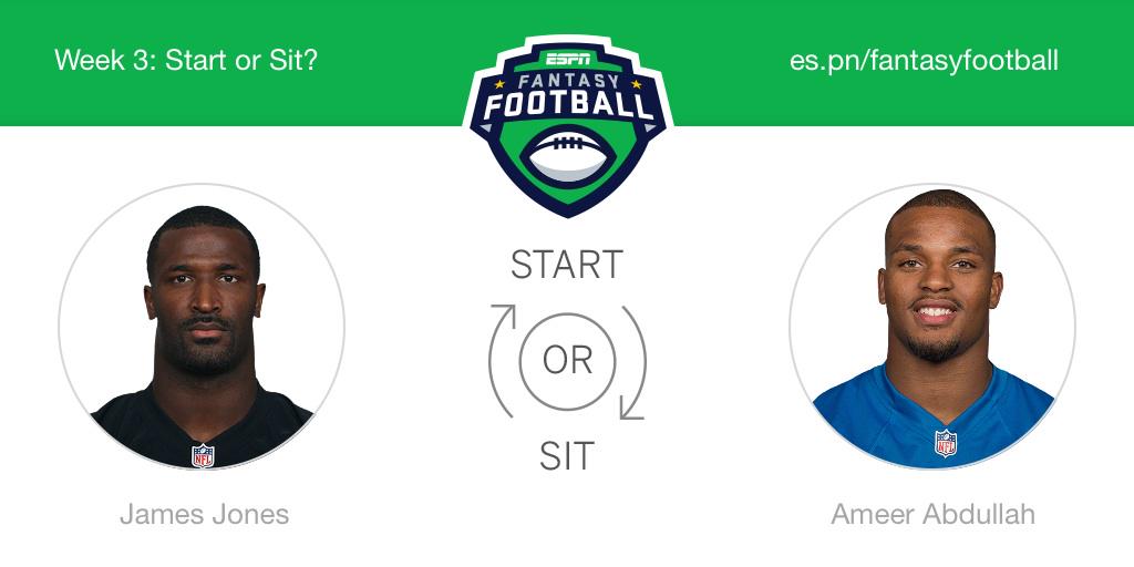 kwakefi1's tweet photo. Who should I start this week? James Jones or Ameer Abdullah! @ESPNFantasy #FantasyFootball http://t.co/ErVzh37GO0