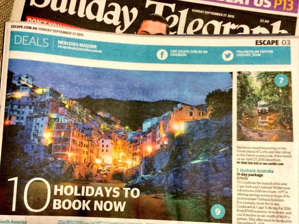 Catch a great travel deal in today's @Escape_team with offers from @Trip_A_Deal @contiki @InsightAUS @byronatbyron