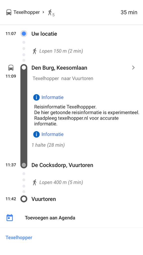 Handig, Texelhopper zit nu in Google Maps.