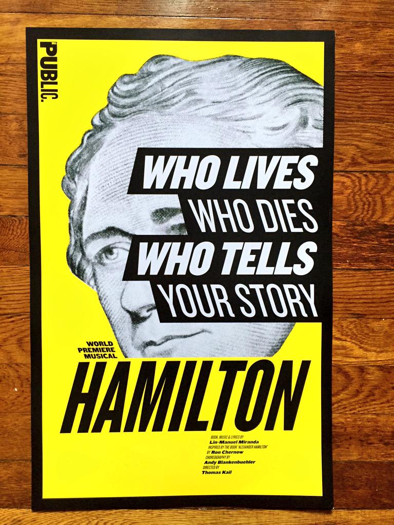 That was a STEALTH mission #bwayfleamarket!!! #notspotted #Hamilton windowcard from the @PublicTheaterNY run!!!