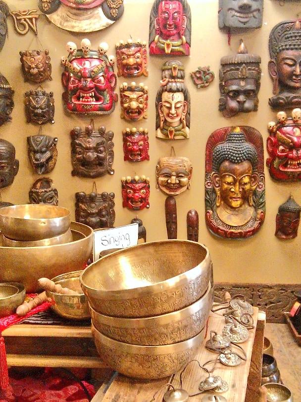 A boat load of new Nepali goods in our retail store now! Singingbowls and some of the most beautiful masks I've seen!