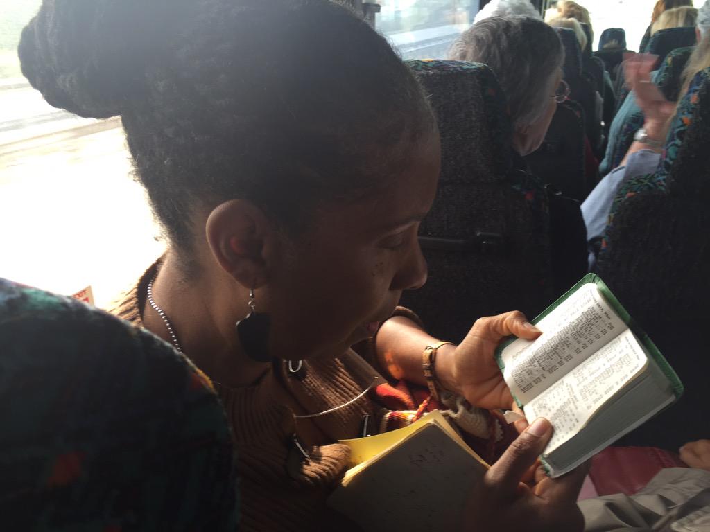 deadlineduarte's tweet image. Cheryl Le Grand of Middletown en route to see Pope Francis Sunday at the parkway. #PopeInPhilly