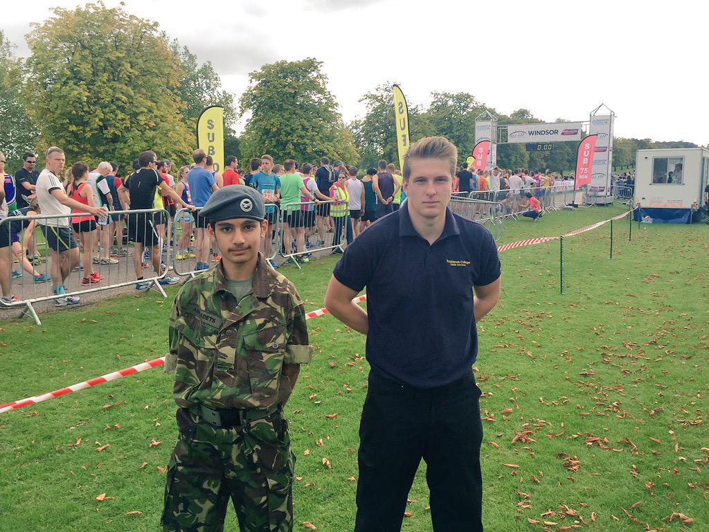 #aircadets and Brooklands College Public Services at the start line of #WindsorHalf2015 #marathon