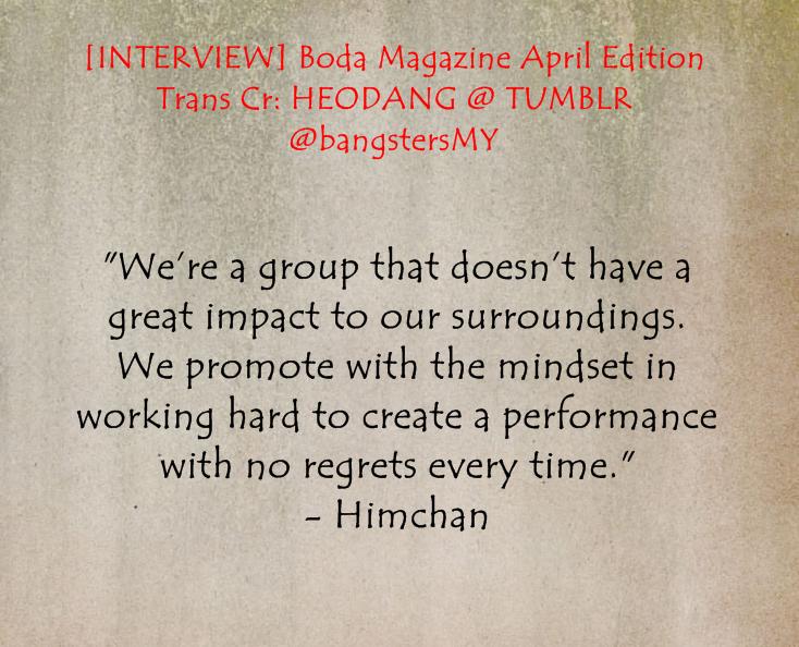 bangstersMY's tweet photo. [#BAPQuote] Himchan quote #BAPisBack http://t.co/Rsd15tNPLt