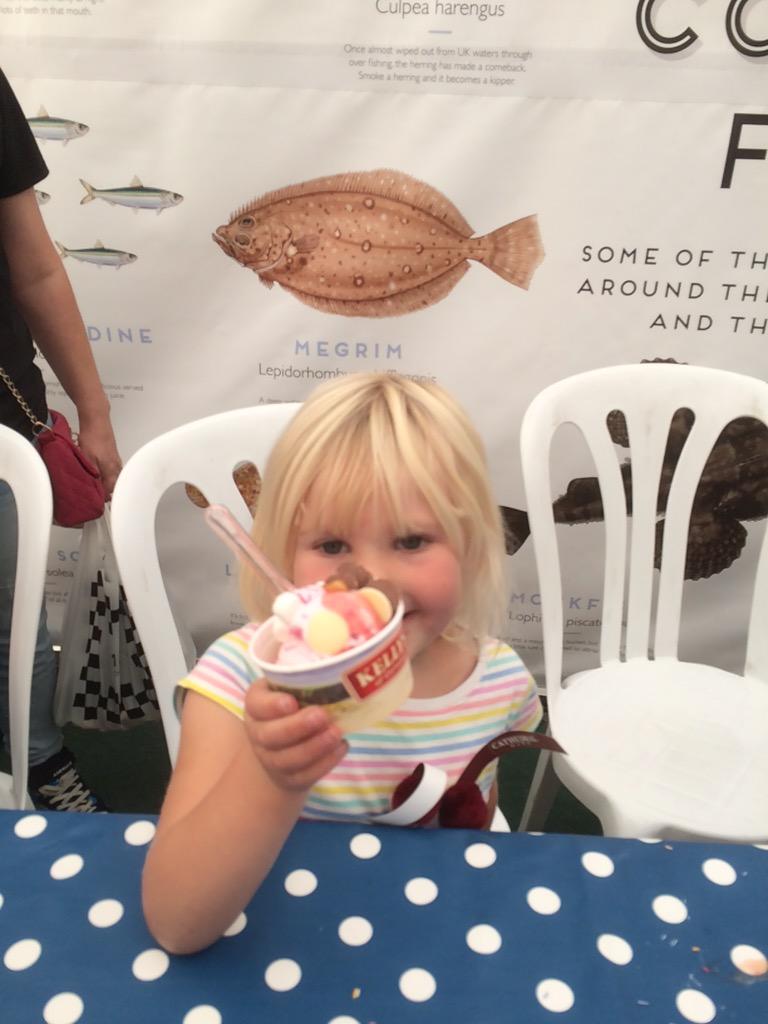 KellysCornwall's tweet photo. A delicious candyfloss ice cream Sunday sundae #GCFF2015 #kellysofcornwall http://t.co/yfbcTctGgc