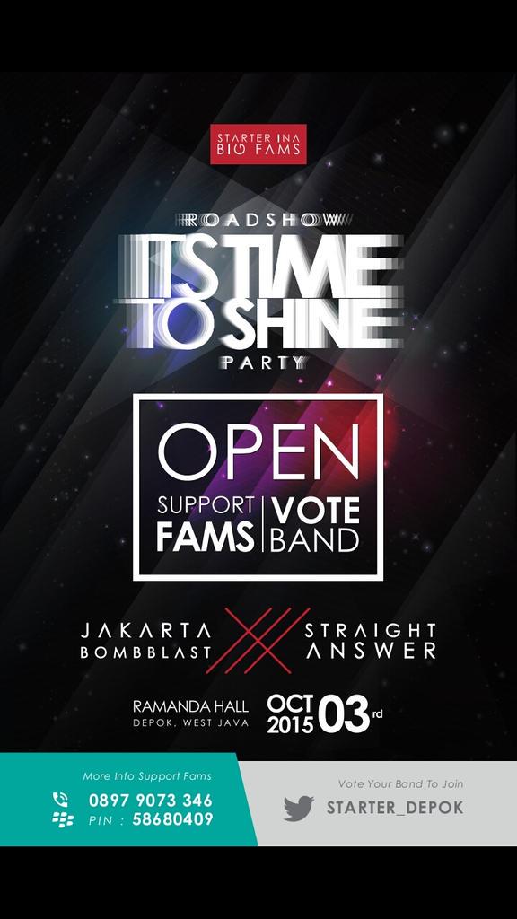 Buat teman2 yg baru tau bakal ada event tgl 3 Oktober nanti dan telat daftarin bandnya kita Open Vote buat kalian.