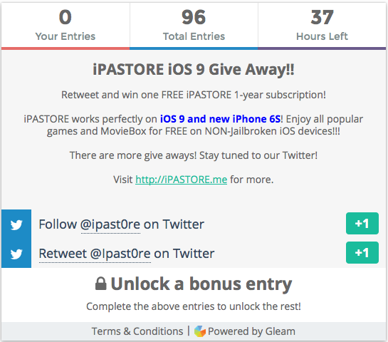 ipast0re's tweet image. #iPASTORE #GIVEAWAY
37hrs left! How many entries you got? More entries = more chance to WIN!
gleam.io/Iu5kU/ipastore…