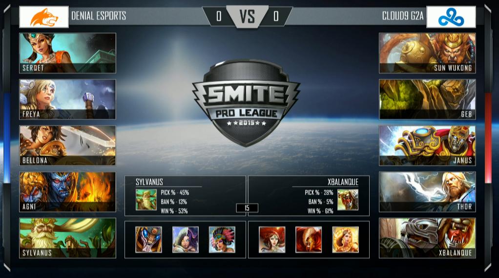 Smite2Esports's tweet photo. Here we go! Tweet us your prediction as we head into game 1 between @Cloud9gg &amp; @DenialEsports #SPL http://t.co/QNkxBqITTF
