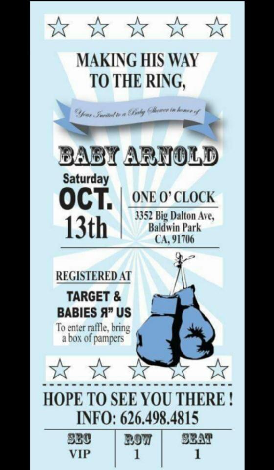 arnoldvasquez82's tweet photo. This was little Arnold baby shower invitation to our guest. #TheATeam http://t.co/RvYUfXpeea