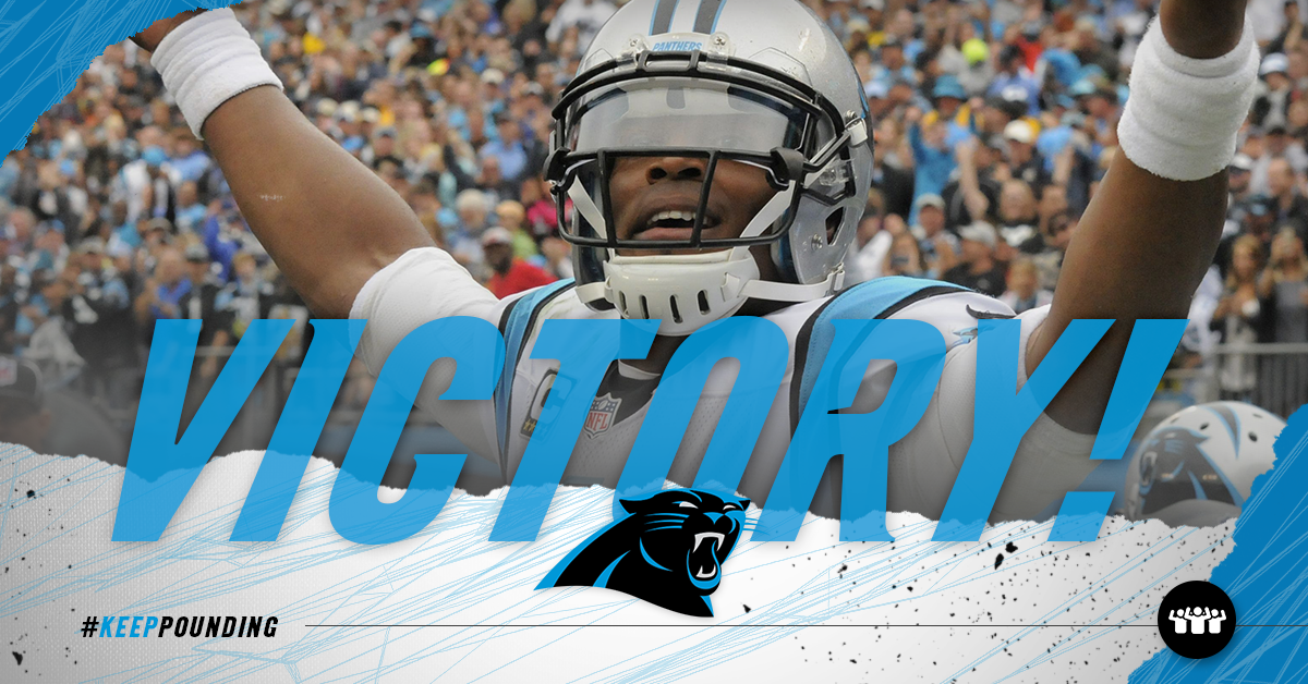 Panthers's tweet photo. Victory! Your Carolina #Panthers are 3-0! #KeepPounding http://t.co/HVyE4MHCtH