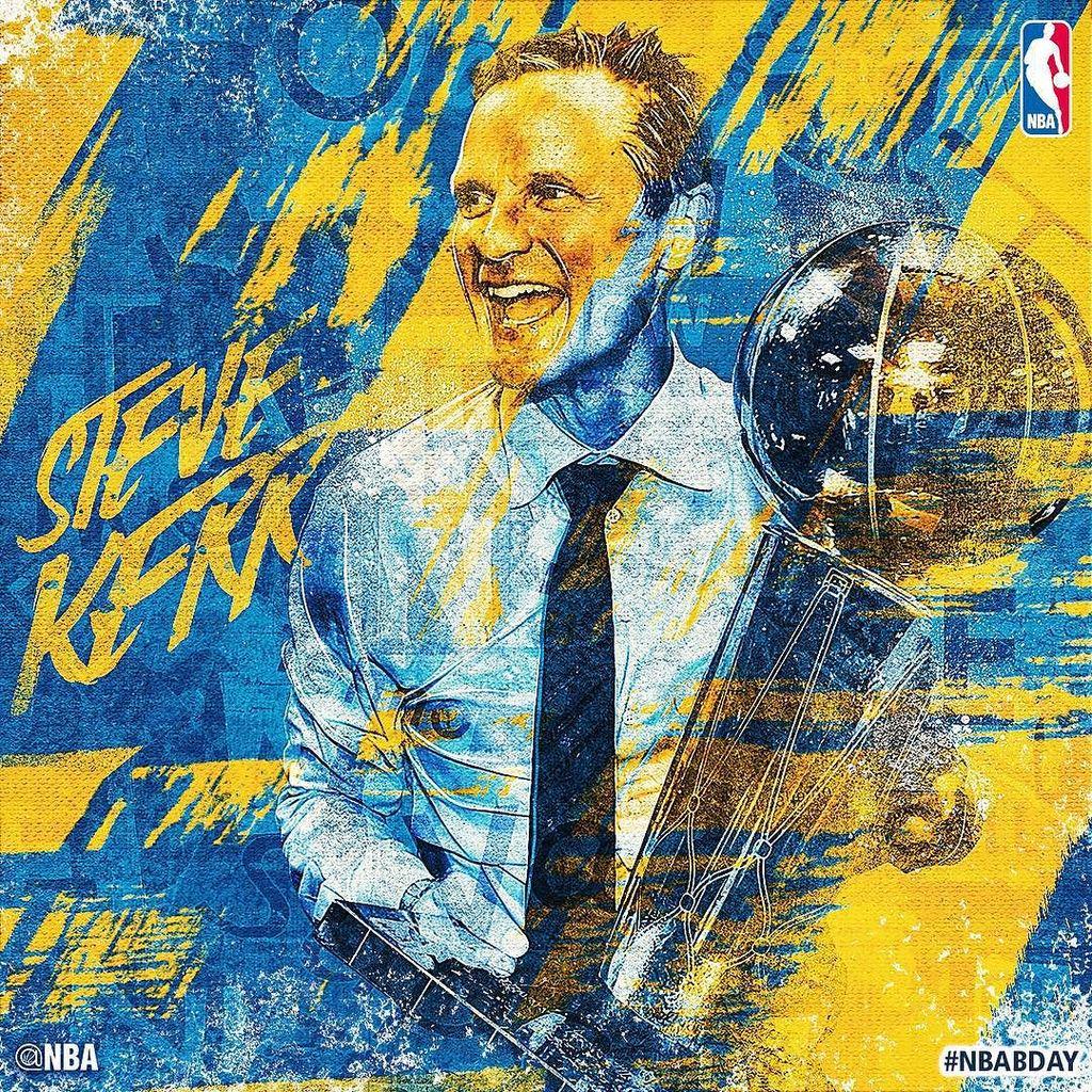 From :
\"Join us in wishing Head Coach & 6x Champ STEVE KERR a HAPPY 50th BIRTHDAY!  
