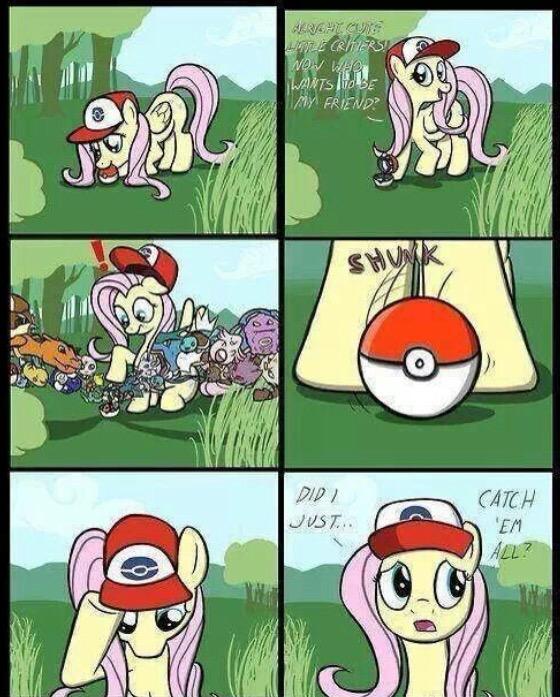 Minty422's tweet photo. #Fluttershy holds the record for the Catching all of the #Pokemon the fastest! #mlp #brony #MyLittlePony http://t.co/0cb4iJDMfC