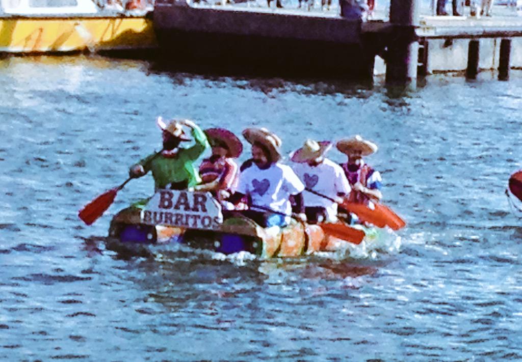 jemmajonesuk's tweet photo. Go team @barburritos ... 2nd place in the @JeremiahsJourne #RaftRace http://t.co/ZbsjR1x9qO
