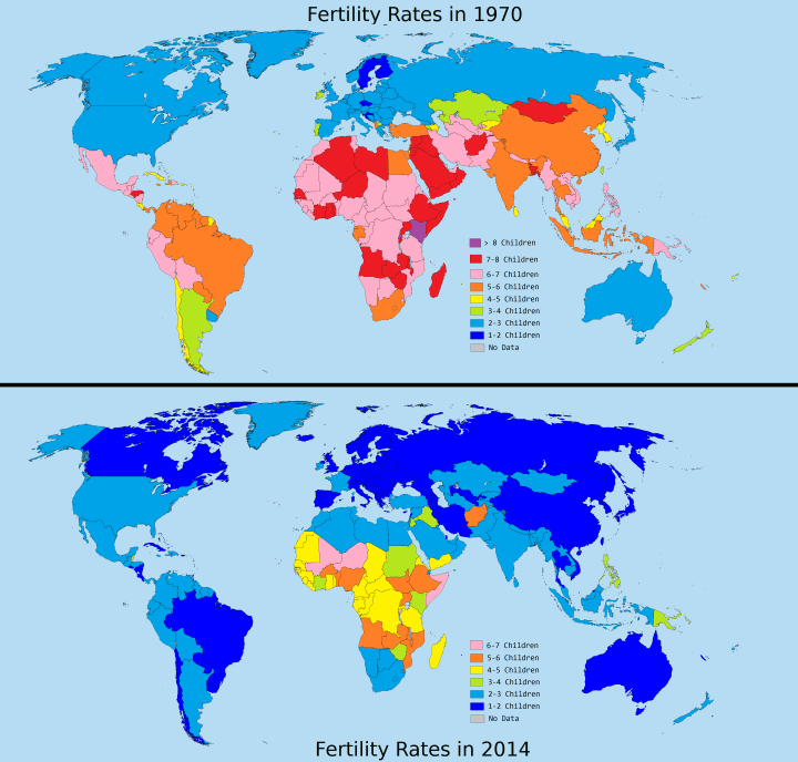 BrilliantMaps's tweet photo. The Astounding Drop in Global Fertility Rates Between 1970 And 2014 - https://t.co/nPaY7qeYBe https://t.co/PDEbcOr80x