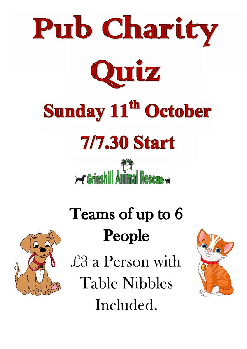 QUIZ TEAM ASSEMBLE! For a Good Cause #PubQuiz #QuizTime #Charity <a href="/grinshilldog/">grinshill rescue</a> #HelpingAnimals #ForeverHomes #Donate