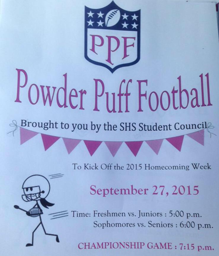 saline_stuco's tweet photo. reminder that the powderpuff game is TODAY starting at 5! come out to the football field and support your class! http://t.co/aWpAgvmFPn