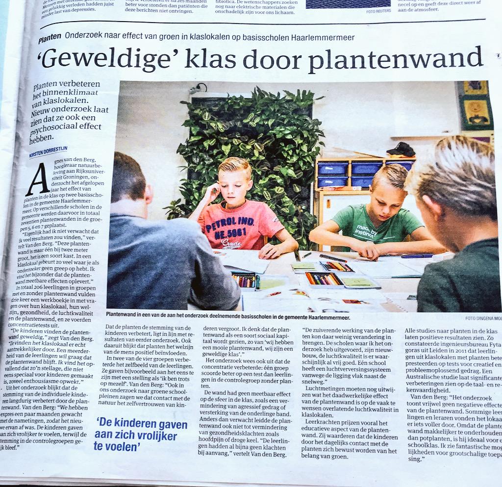 agnes_vdberg's tweet image. Artikel in Parool: Kinderen vinden #groenewand geweldig @intogreen @FloraHolland