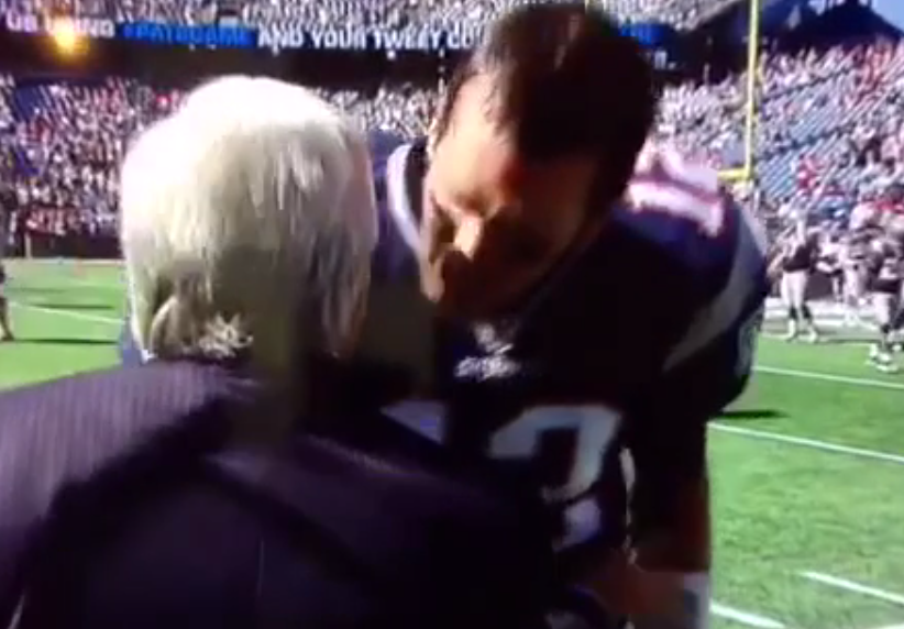 brgridiron's tweet photo. VIDEO: Tom Brady and Robert Kraft share ultimate bro moment before game vs. Jaguars http://t.co/s6JkHrKJWB http://t.co/hwf1qfa1XU