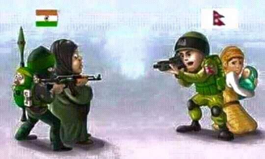 MrPrarup's tweet photo. someone sketched difference between Nepal &amp; India #BackOffIndia #IndiaBlockadesNepal http://t.co/vLSCCQD6qn
