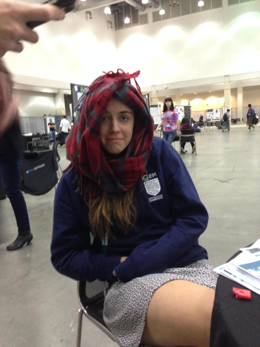 iGEMCambridge's tweet photo. Olivia's cold at our demo bench. http://t.co/IbibAKAgpD