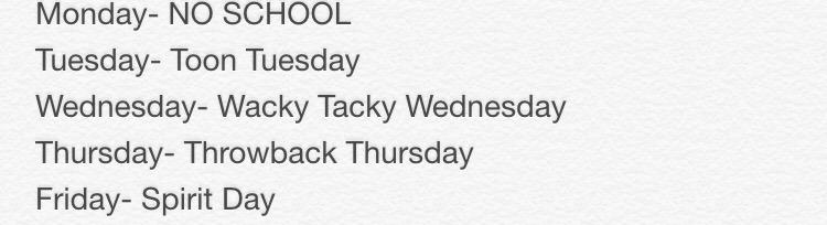 Spirit Week is Oct. 13-16. The days are as followed:
