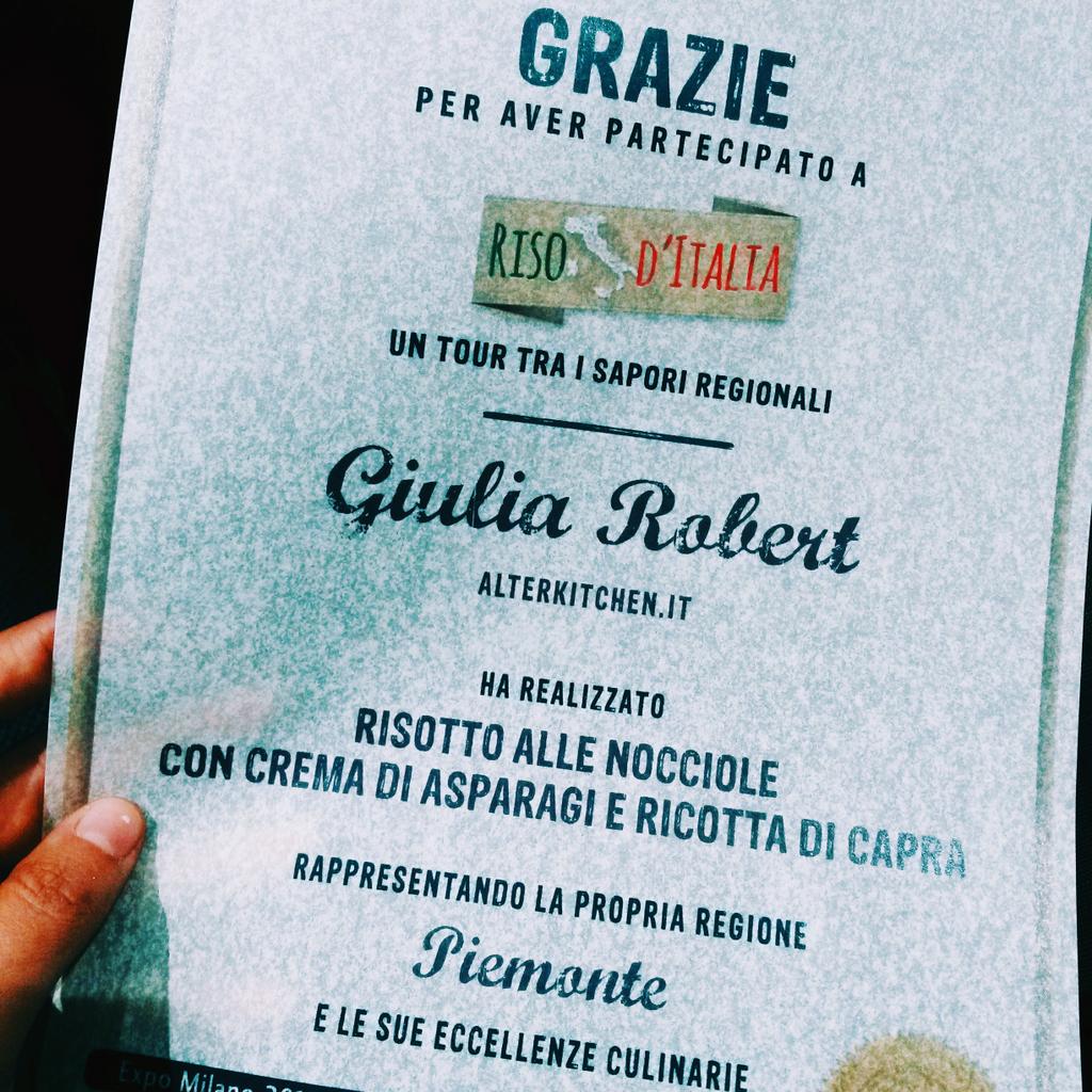 Grazie <a href="/RisoGalloIT/">Riso Gallo</a> per avermi fatto rappresentare il #piemonte a #risoditalia La mia #ricetta j.mp/risotto-noccio…