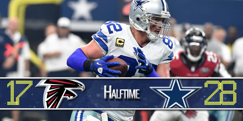 dallascowboys's tweet photo. Halftime. #ATLvsDAL http://t.co/nmrptrke4M