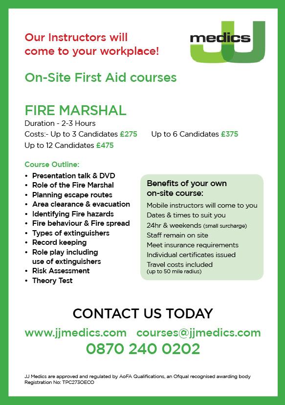 JjMedics's tweet photo. One of 7 courses we run @JjMedics at your place of work! 'Fire Marshall Course' //  http://t.co/B3111vaK3J http://t.co/hBCBLGAgZE