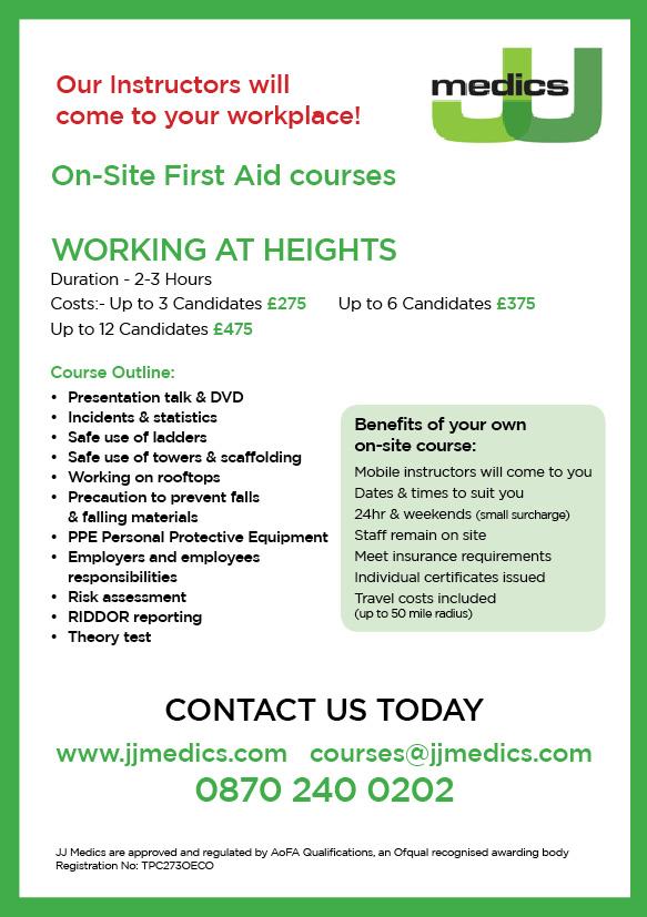 JjMedics's tweet photo. One of 7 courses we run @JjMedics at your place of work! 'Working at Heights' //  http://t.co/B3111vaK3J http://t.co/L1IALTpWtl