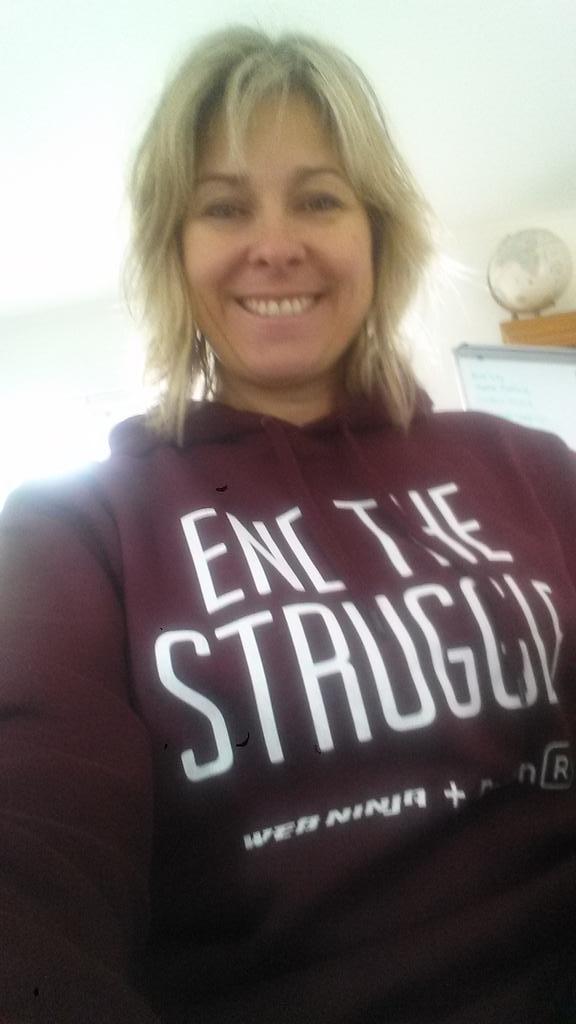 BusnHeadspace's tweet photo. It's Marketing Monday at Business Headspace home office in @TheWebNinjas hoodie I won @ #ReckonConf.  Thanks guys! http://t.co/0kvuw79Vo8