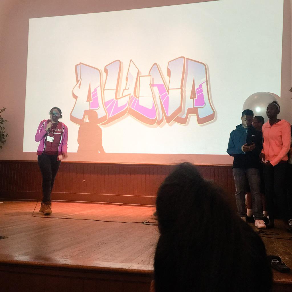 angelmbanks's tweet image. Team Aluna -- final pitch of the days #levelthecodingfield #LPFIHacktivist #HackATL @LPFI