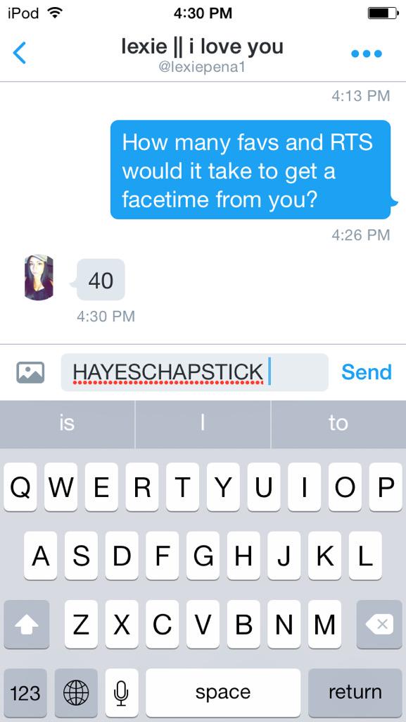 yell0whearts1's tweet image. @lexiepena1 said if I can get 40 retweets that she'll facetime me!! Please RT