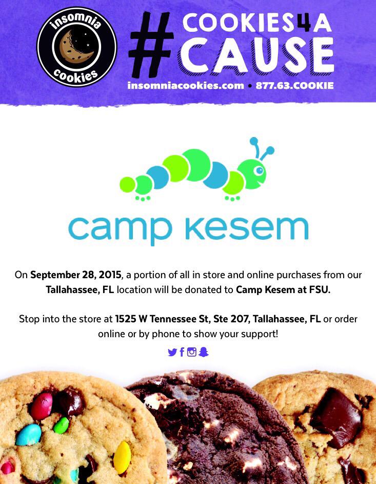 Looking for an excuse to buy cookies?! Order <a href="/insomniacookies/">insomnia cookies</a> tomorrow and help bring a camper to camp!