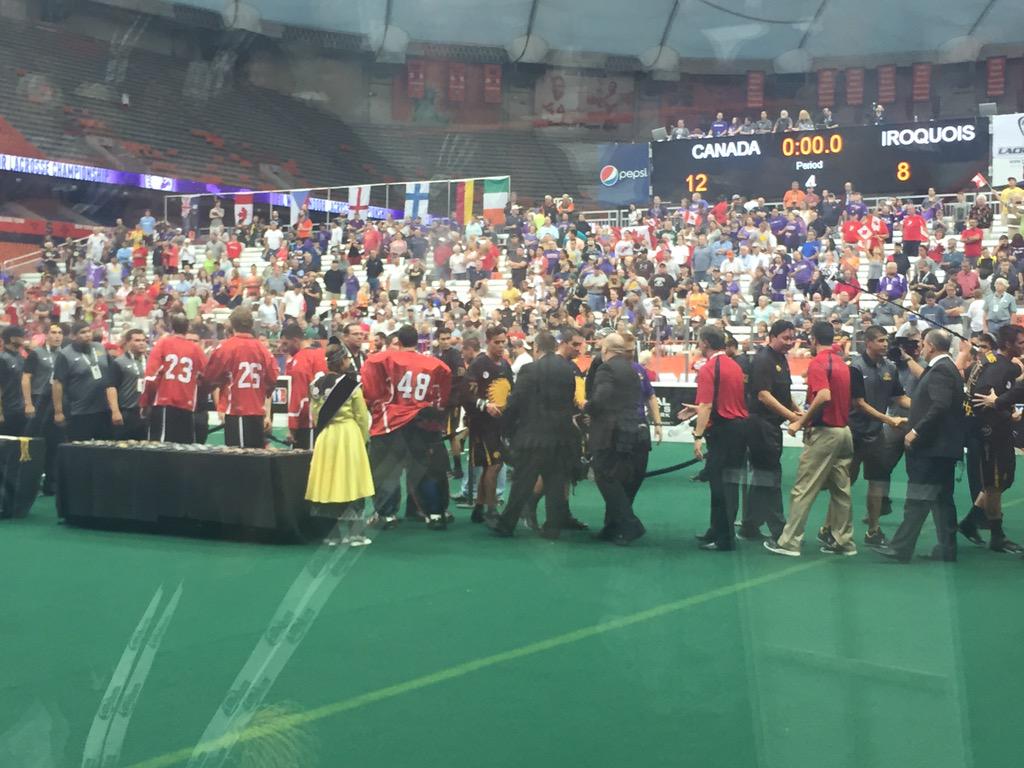 OntarioLacrosse's tweet photo. FINAL FROM @WILC_2015 
@CanadaLacrosse 12
@iroquoisnatslax 8

DYK: Team Canada stays undefeated in International Play http://t.co/tMz6xY47Zi